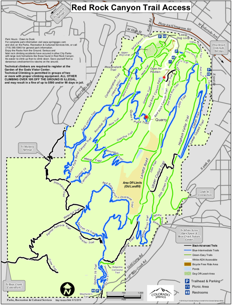 Map of Red Rock Canyon Open Space trails